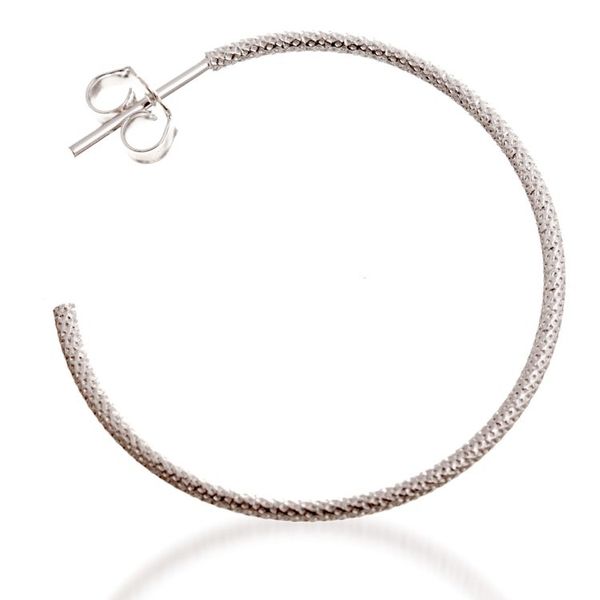 Alternate image for Patterned Sterling Silver Half-Hoop Earrings Made in Peru Diamond Glint