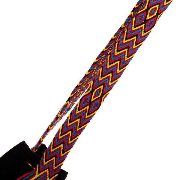 Alternate image for Crocheted Sling Bag in Black with Tassels from Colombia Wayuu Charm