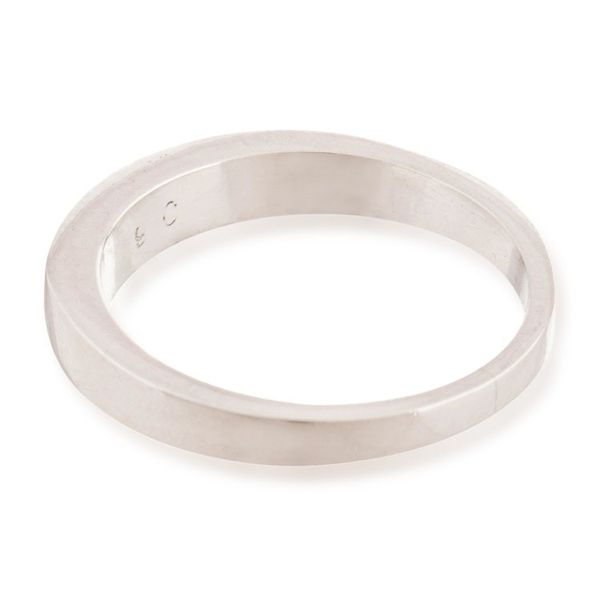 Alternate image for Modern Polished Silver Band Ring with Inlaid Rose Quartz Gem Pink Dual Enchantment