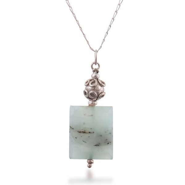 Alternate image for Sterling Silver Necklace with Square Opal Pendant from Peru Andean Breeze