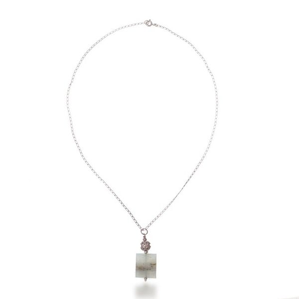 Alternate image for Sterling Silver Necklace with Square Opal Pendant from Peru Andean Breeze