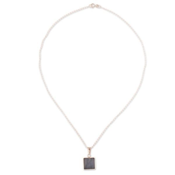 Alternate image for Polished Modern Natural Onyx and Angelite Pendant Necklace Dual Marvel