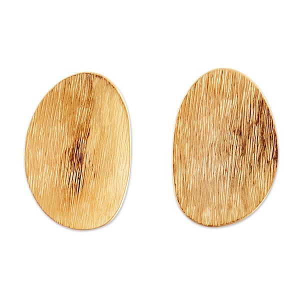 Alternate image for Textured Abstract 18k Gold-Plated Button Earrings from Peru Abstract Splendor