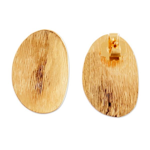 Alternate image for Textured Abstract 18k Gold-Plated Button Earrings from Peru Abstract Splendor