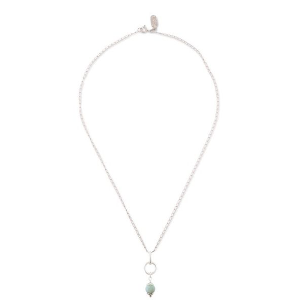 Alternate image for Modern Silver Pendant Necklace with Andean Opal Stone Heart of the Andes