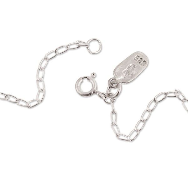 Alternate image for Modern Silver Pendant Necklace with Andean Opal Stone Heart of the Andes
