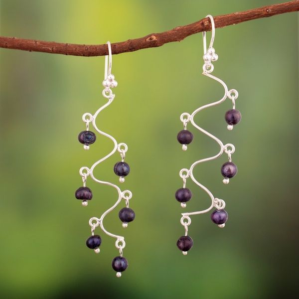 Alternate image for High-Polished Peacock Cultured Pearl Chandelier Earrings Peacock Baubles