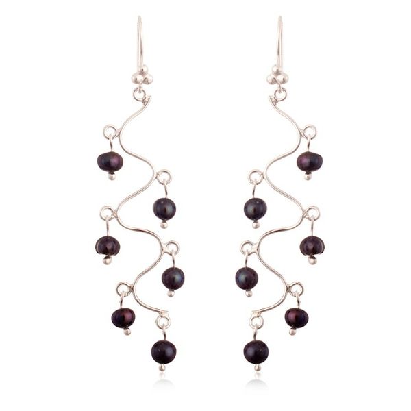 Alternate image for High-Polished Peacock Cultured Pearl Chandelier Earrings Peacock Baubles