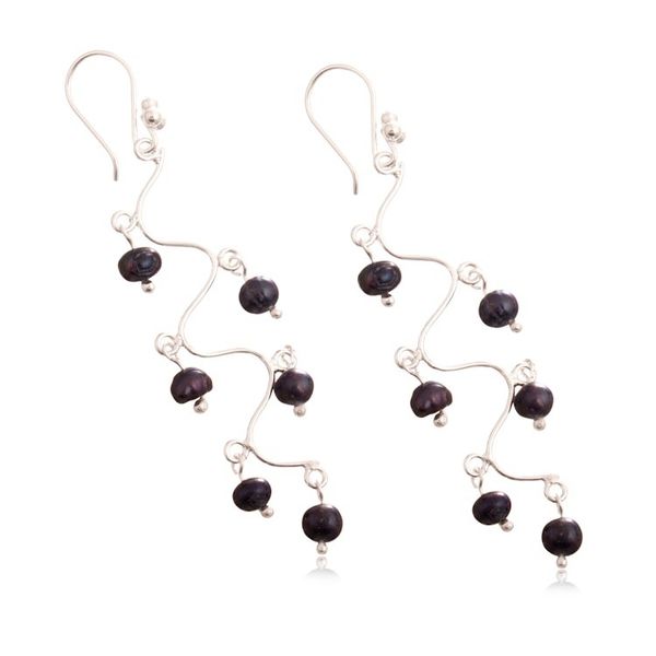 Alternate image for High-Polished Peacock Cultured Pearl Chandelier Earrings Peacock Baubles