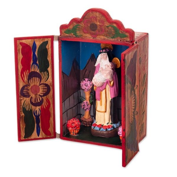 Alternate image for Hand-Painted Wood and Ceramic Saint Rose of Lima Retablo Saint Rose