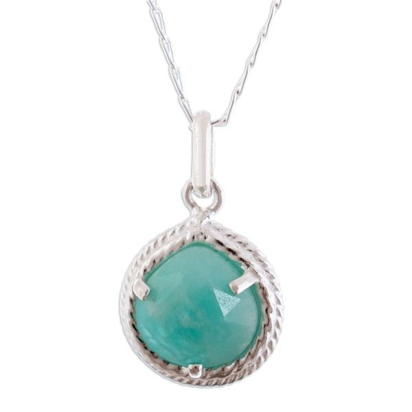 Alternate image for Sterling Silver Necklace with Faceted Amazonite Pendant Green Connection