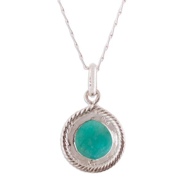 Alternate image for Sterling Silver Necklace with Faceted Amazonite Pendant Green Connection