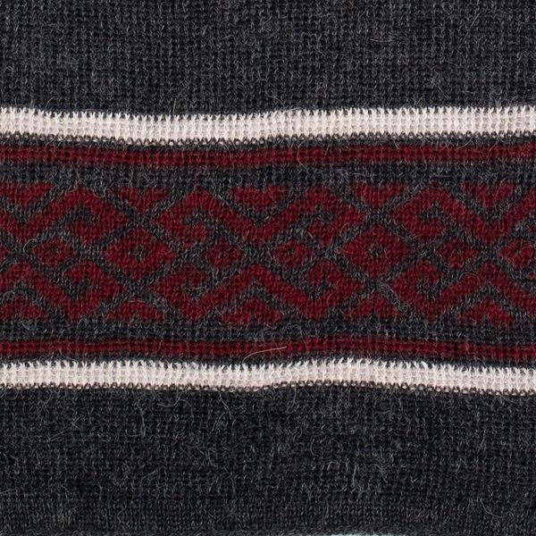 Alternate image for Knit Grey Red White 100 Baby Alpaca Scarf with Inca Motifs Andean Life