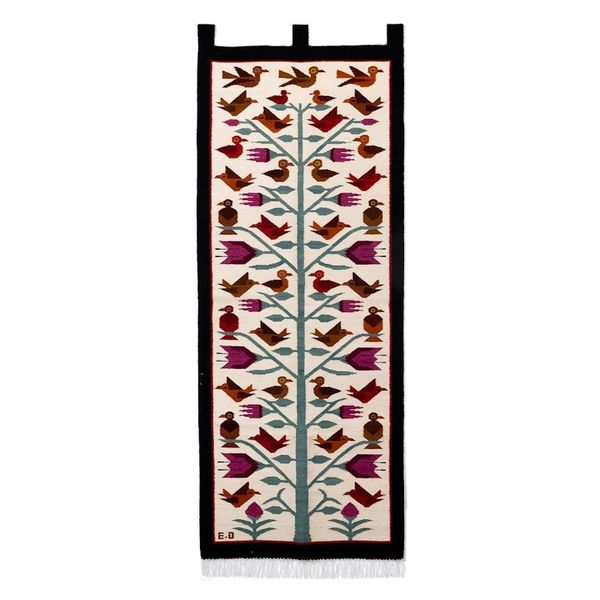 Alternate image for Nature-Inspired Bird-Themed Handloomed Wool Tapestry Birds in the Andes