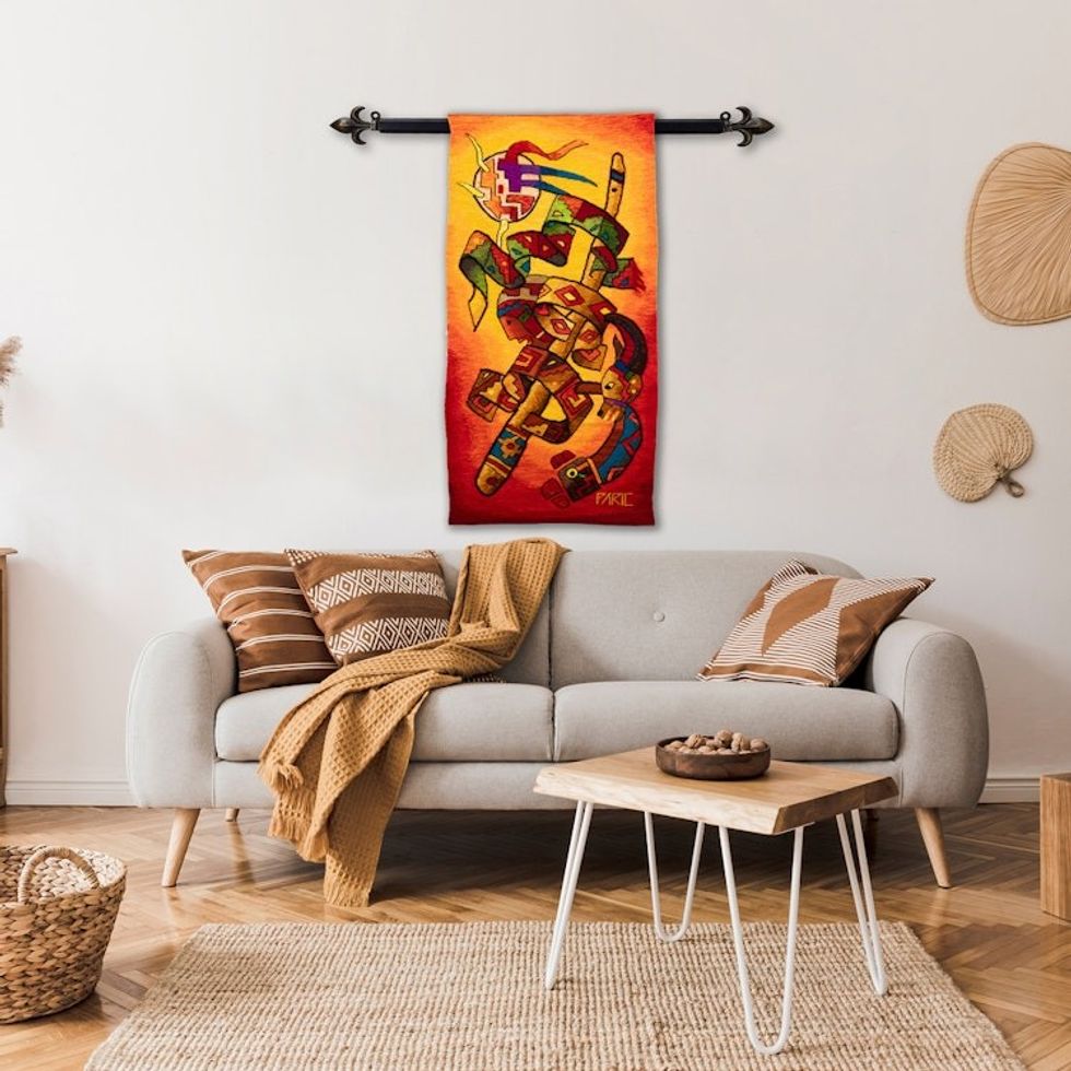 Handloomed Traditional Andean Alpaca Blend Tapestry 'The Ceremony in the Andes'