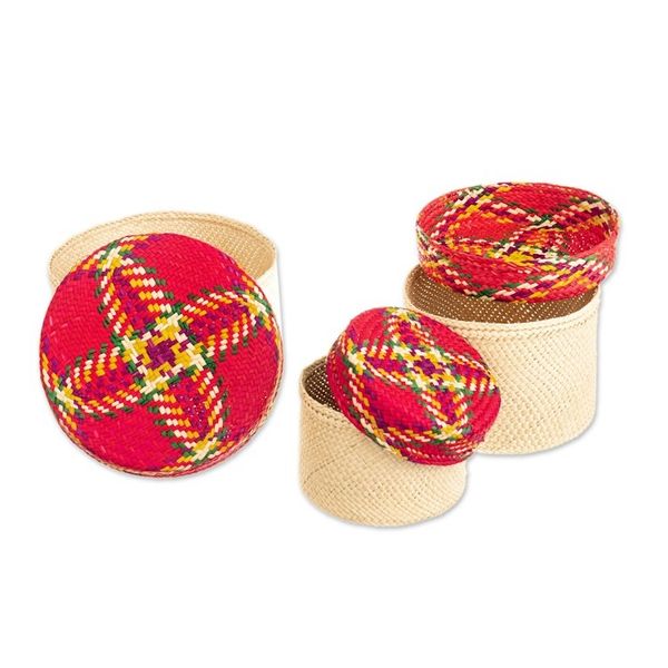 Alternate image for Handwoven Natural Fiber Colorful Baskets From Colombia Nests of Nario