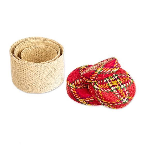 Alternate image for Handwoven Natural Fiber Colorful Baskets From Colombia Nests of Nario