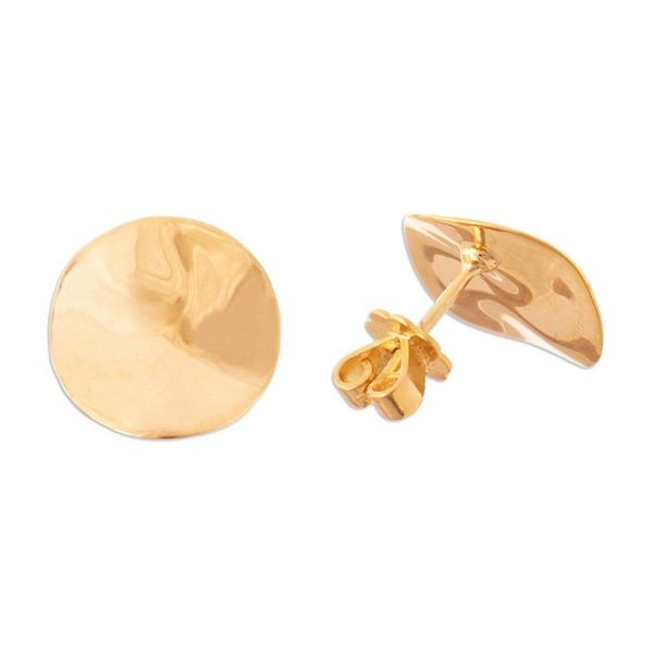 Alternate image for Modern Gold-Plated Sterling Silver Button Earrings from Peru Minimalist Delight