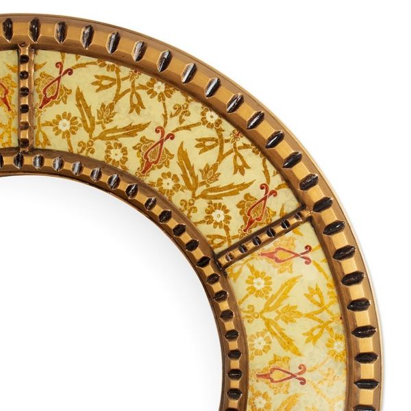 Alternate image for Round Floral Warm-Toned Reverse-Painted Glass Wall Mirror Radiant Clarity