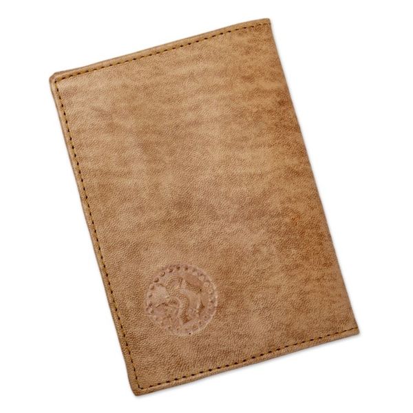 Alternate image for Handcrafted Llama Leather Passport Cover with Andean Textile Introspective Llama