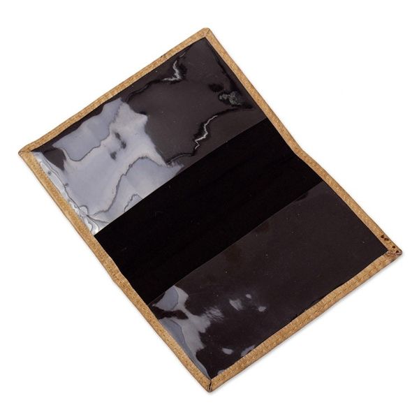 Alternate image for Handcrafted Llama Leather Passport Cover with Andean Textile Introspective Llama