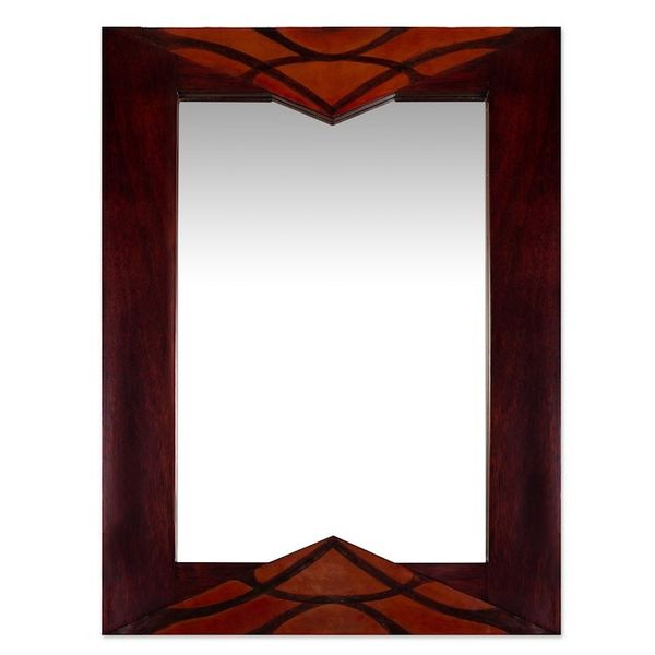 Alternate image for Artisan Made Vertical Wall Mirror with Andean Tornillo Wood Introspective