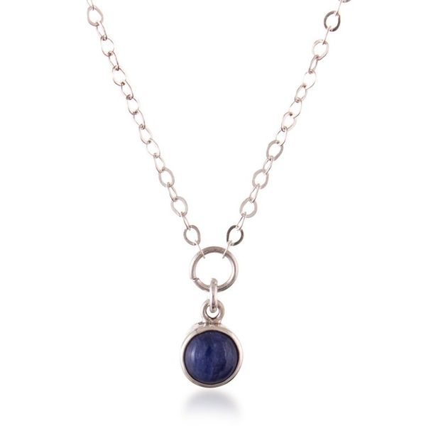 Alternate image for Silver Pendant Necklace with Natural Cabochon Sodalite Stone Marine Glow