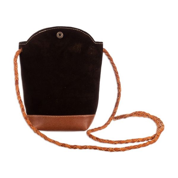 Alternate image for Llama-Themed Brown and Red Leather Sling from Peru Andean Adventures