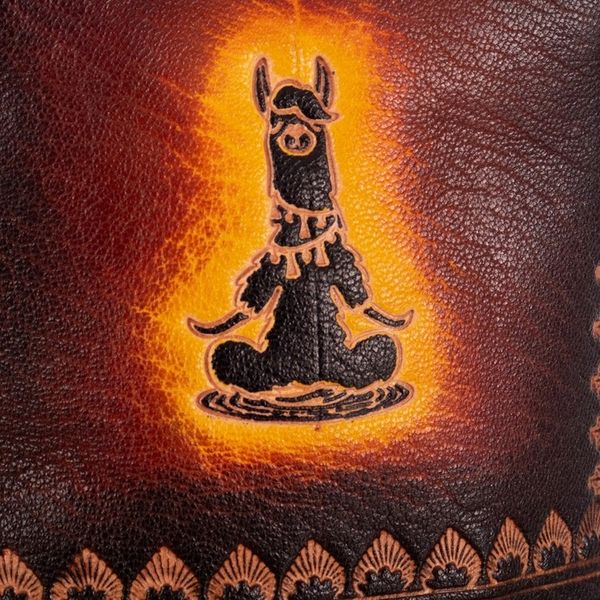 Alternate image for Llama-Themed Brown and Red Leather Sling from Peru Andean Adventures