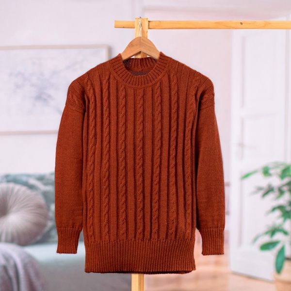 Alternate image for Soft Striped Ginger Alpaca Blend Pullover Sweater Ginger Bonds