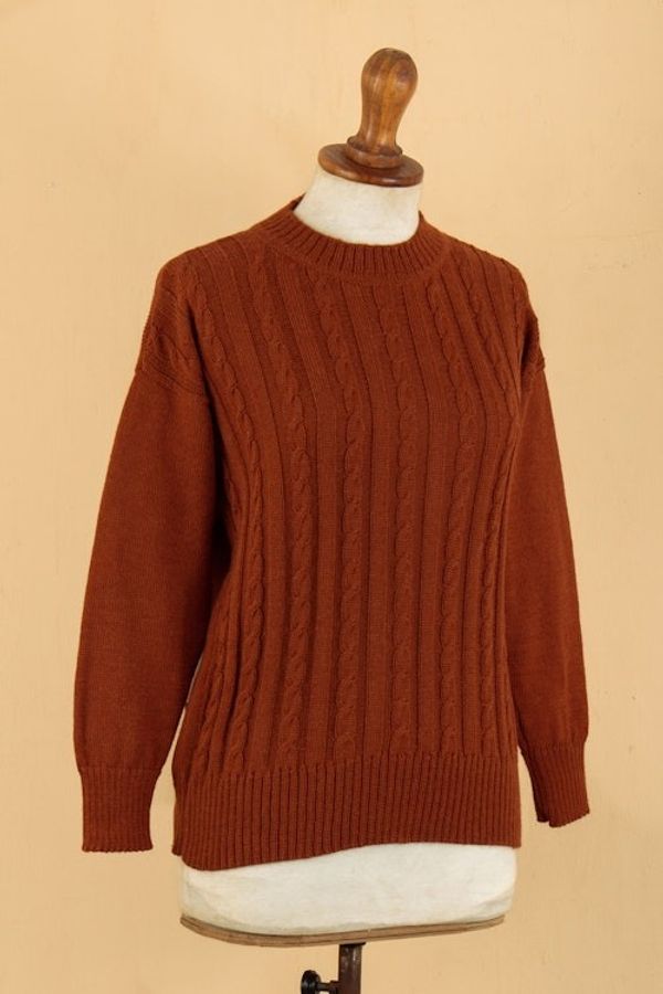 Alternate image for Soft Striped Ginger Alpaca Blend Pullover Sweater Ginger Bonds
