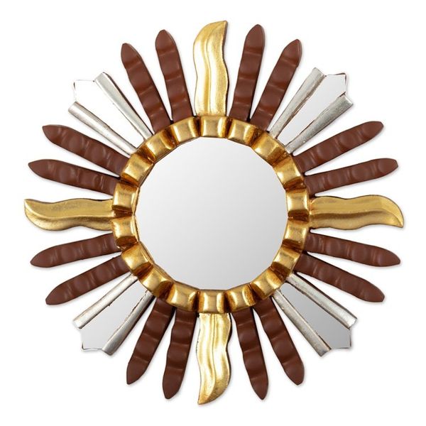 Alternate image for Star-Inspired Wood Wall Mirror with Bronze Aluminum Leaf Brown Star