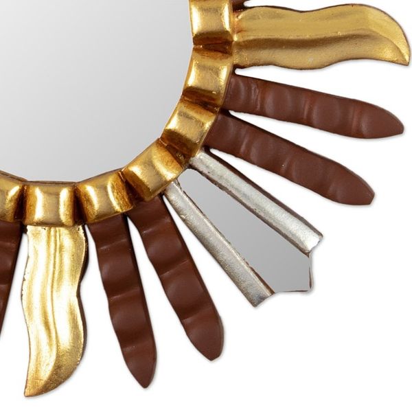 Alternate image for Star-Inspired Wood Wall Mirror with Bronze Aluminum Leaf Brown Star