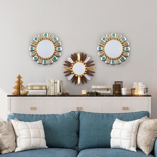 Alternate image for Star-Inspired Wood Wall Mirror with Bronze Aluminum Leaf Brown Star