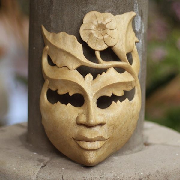 Alternate image for Floral Wood Wall Mask Frangipani Summer