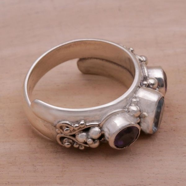 Alternate image for Amethyst and Blue Topaz Ring Morning Joy
