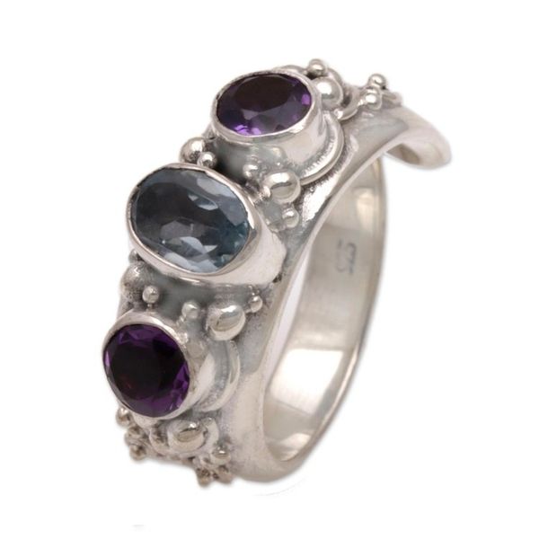 Alternate image for Amethyst and Blue Topaz Ring Morning Joy