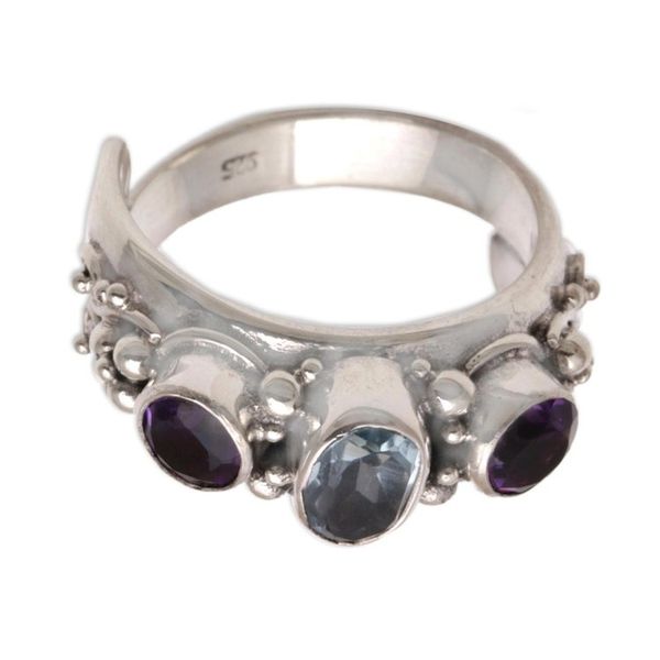 Alternate image for Amethyst and Blue Topaz Ring Morning Joy