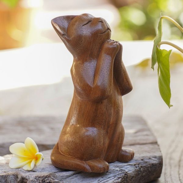 Alternate image for Handcrafted Prayer Sculpture Wishing Cat