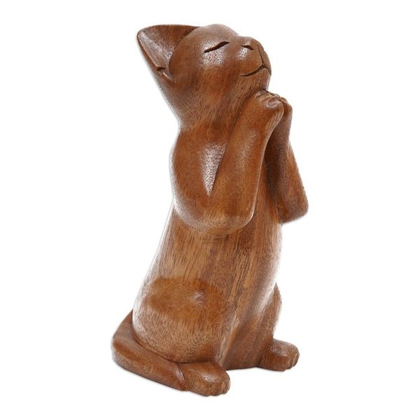 Alternate image for Handcrafted Prayer Sculpture Wishing Cat