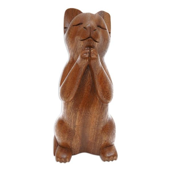Alternate image for Handcrafted Prayer Sculpture Wishing Cat