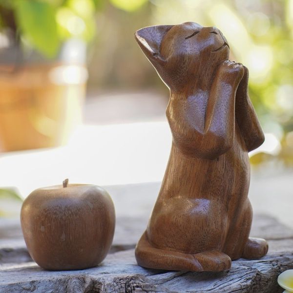 Alternate image for Handcrafted Prayer Sculpture Wishing Cat