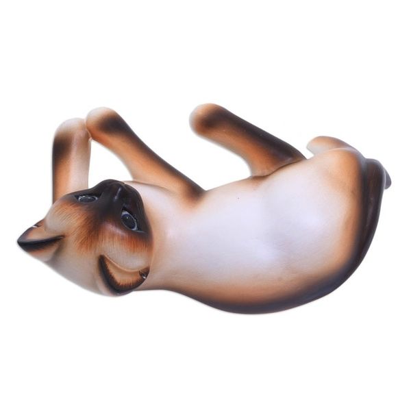 Alternate image for Wood statuette Playful Siamese Kitten