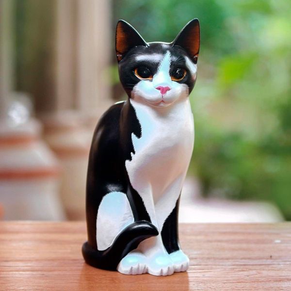 Alternate image for Albesia Wood Cat Sculpture Housecat