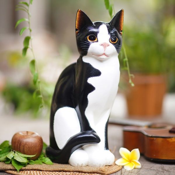 Alternate image for Albesia Wood Cat Sculpture Housecat