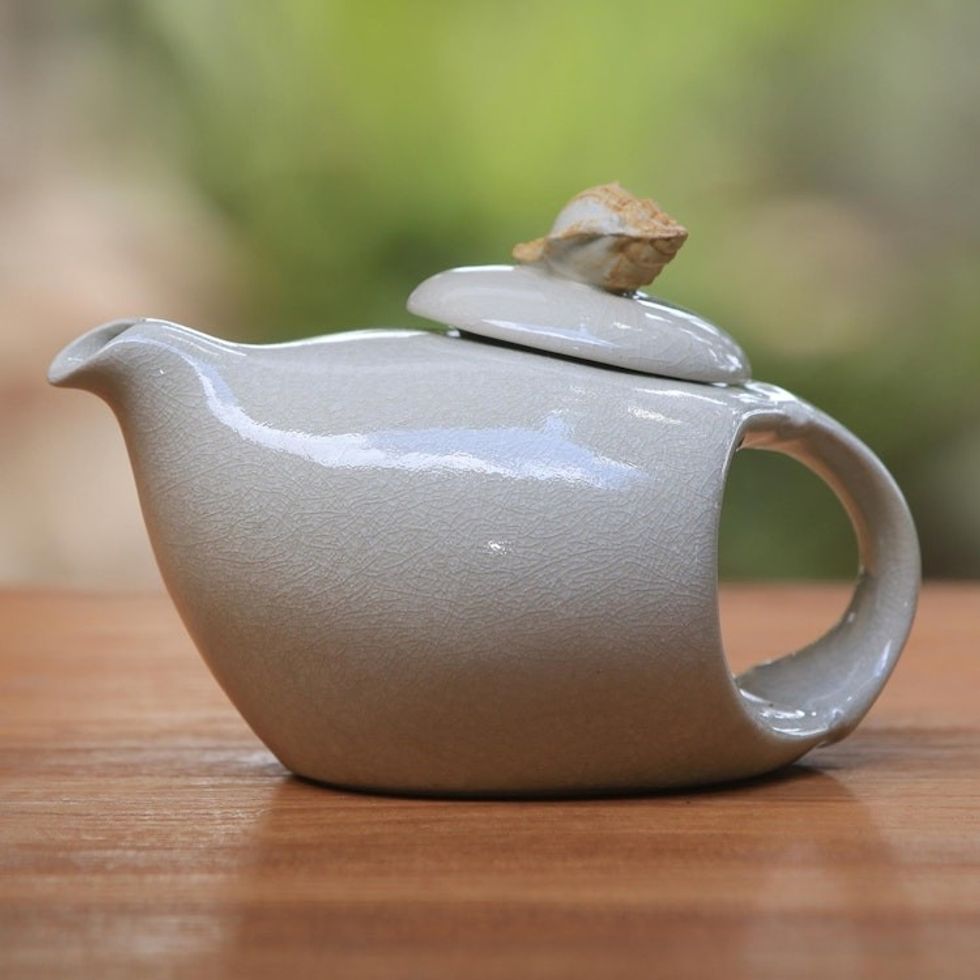 Handmade White Ceramic Teapot 'Seashell'