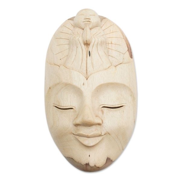 Alternate image for Unique Buddha Wood Mask Face of Piety
