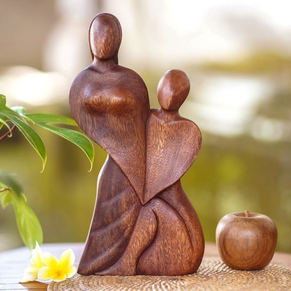 Alternate image for Handcrafted Romantic Wood Sculpture Always in Love