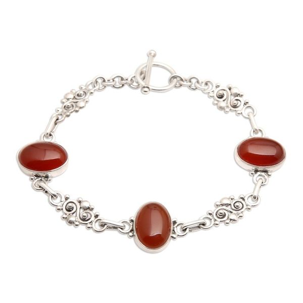 Alternate image for Sterling Silver Carnelian Link Bracelet Sunset in Bali