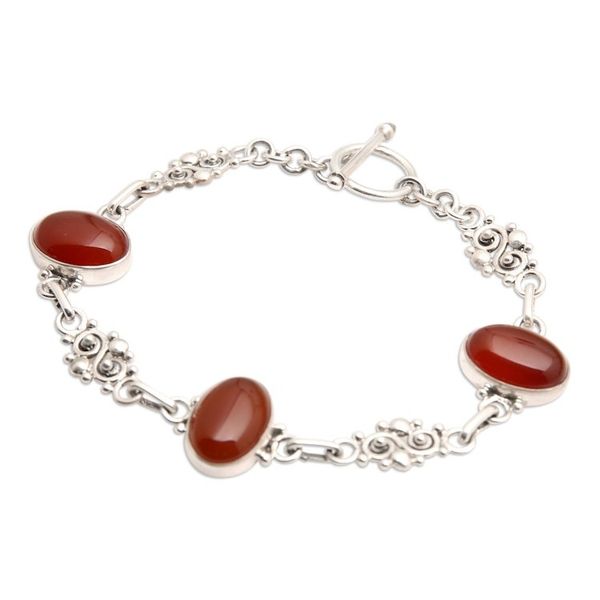Alternate image for Sterling Silver Carnelian Link Bracelet Sunset in Bali